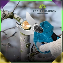 Elektrisk batteridrevet beskærer til grene og buske med to batterier