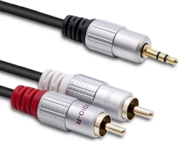 Audio-kabel 2x RCA til 3,5 mm mini-jack, 3 m, sort