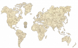 Træverdenskort med dyr størrelse M (57 × 38 cm) WOODEN CITY