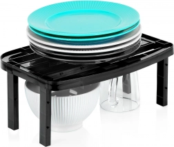 Stabelbar køkkenhylde, sort, justerbar højde 31 × 22 × 14,5/11,5 cm