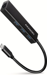 AXAGON HMC-GL3A flerports USB-C hub 4-i-1 med GLAN 5 Gb/s, 20 cm kabel