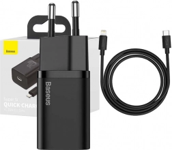 Baseus Super Si hurtigoplader 1C 20W med USB‑C til Lightning-kabel 1 m sort
