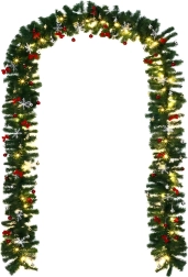 Lysende juleguirlande med LED, 2,7 m, med pynt