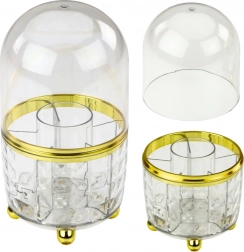 Makeup-organizer med roterende base og gennemsigtigt låg