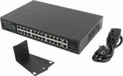 Lanberg 24-port gigabit PoE+ switch 250 W med 2x SFP og 2x uplink