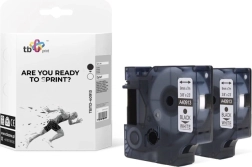 Tabeltape TBTD-40913 til DYMO, sort på hvid, 9 mm, 2 stk.