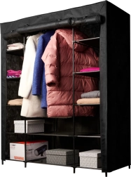 Tekstil foldeskab til tøj XXL sort