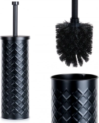 Metallisk sort toiletbørste med holder 38 × 10 cm
