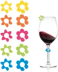 Farvede mærker til glas og glas – blomster, 10 stk.