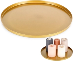 Metalbakke i gylden farve til lys og dekorationer 30 cm