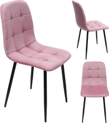 Polstret velourstol til spisestue og stue, rosa