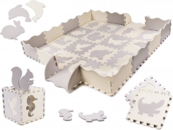Skum læringsmåtte i puslespil, grå og ecru, 36 dele, 150 × 150 cm