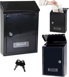 Postkasse af galvaniseret stål, sort 26,5 × 18,5 × 6,5 cm