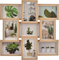Træ-collagefotoramme til 9 fotos 45 × 45 cm brun