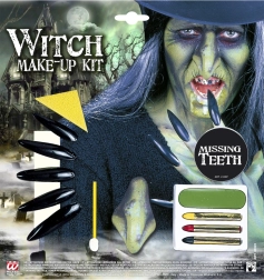hekse-sæt med makeup og tilbehør