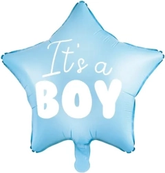 Folieballon stjerne "It's a boy" blå 48 cm