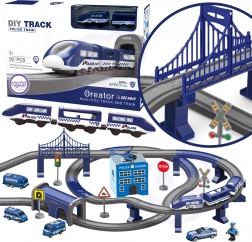 Elektrisk polititogbane med biler, 92 dele, 300 cm