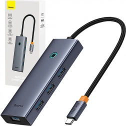 USB‑C-hub 5‑i‑1 BASEUS UltraJoy med HDMI 4K og 4× USB 3.0 grå