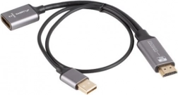 HDMI-adapter (han) til DisplayPort (hun) 4K på kabel 20 cm, sølvfarvet