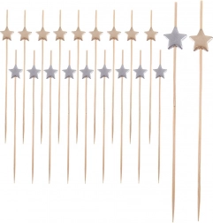Bambusspyd til pindemadder med stjerner 12 cm, 20 stk.