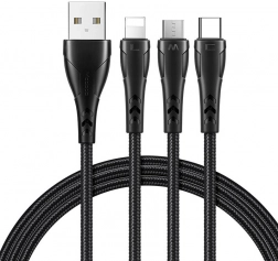 Opladerkabel 3-i-1 USB til USB‑C / Lightning / Micro USB 1,2 m sort Mcdodo