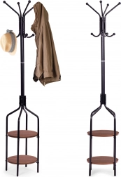 Fritstående tøjstativ med hylder 8 kroge 180 cm sort ModernHome