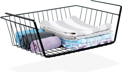 Hængende kurv under hylde, metal, sort 40,5 × 26,5 × 14,5 cm