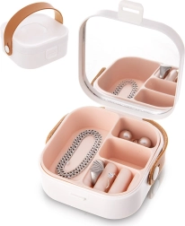 Rejsesmykkeskrin med spejl 9,5 × 9,5 × 4 cm