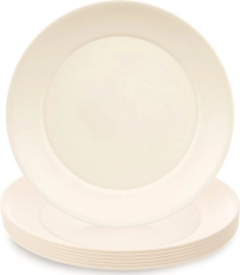 Plast desserttallerkener Sandy, cremefarvede, 20,5 cm, 6 stk.