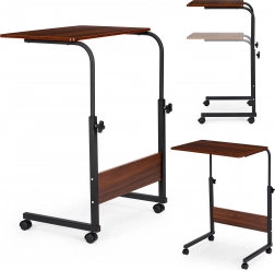 Bord til bærbar computer med hjul - sidebord til sofa eller lænestol mørkebrun ModernHome