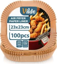 Papirfóringer til airfryer, firkantede 23 × 23 cm, 100 stk VILDE