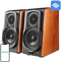 Reolhøjttalere EDIFIER S1000W 2.0 med Wi‑Fi og Bluetooth, brun