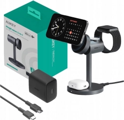 Trådløs oplader Aukey MagFusion 3 i 1, 15W grå