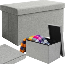 Sammenklappelig puf med opbevaring RUHHY grå 60 × 30 × 30 cm