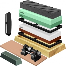 Vandbryne til knive RUHHY – sæt med flere kornstørrelser og læderrem