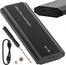Aluminiumsboks til M.2 SATA NGFF SSD med USB‑C (USB 3.2 Gen 1), 2230–2280