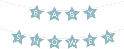 Banner til babyshower med stjerner – Lyseblå