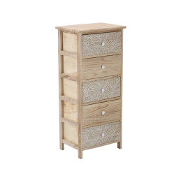 Luiza-kommode med 5 skuffer i paulowniatræ 40 × 29 × 90 cm