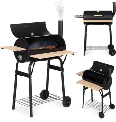 Havegrill med termometer, skorsten og 3 hylder på hjul MULTIGARDEN