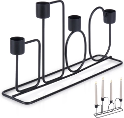 Sort metalsstage til 4 lange lys 27 × 7 × 16 cm