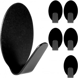 Selvklæbende stålkroge, sorte, 3 × 2 cm, sæt med 6 stk.