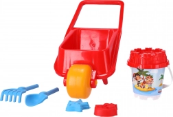 Trillebør med tilbehør til sandkasse, 5 dele - rød, Pilsan