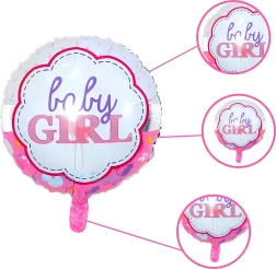 Balloner til babyshower til pige – sæt med 5 stk. med stjerner og baby-motiv