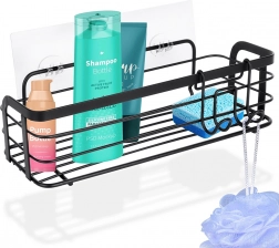 Metalhylde til brusebad, selvklæbende, sort 29,5 × 10,5 × 8 cm