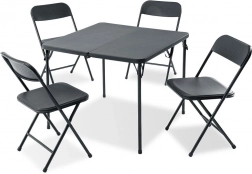 Sammenklappeligt havesæt 5 dele med metalbord og 4 stole