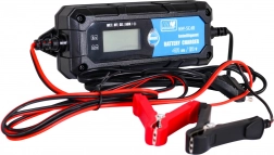 Intelligent batterioplader med LCD til bilbatterier 6V/12V, 1A/4A, til WET, GEL og AGM