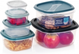 Sæt med plastbeholdere til mad med låg 6 stk (outlet, ét låg passer ikke)