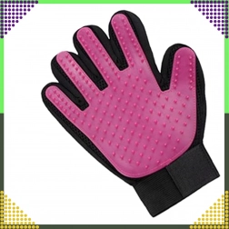 Børstehandske til fældning og massage for hunde og katte – rosa silikone