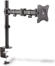 Skrivebordsbeslag til monitor med arm og klemme, 1x op til 27", 8 kg, drejelig og vippbar 360° (pivot)