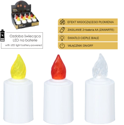 LED-lys til gravlygte med flimrende flamme 10,5 cm – mix af farver